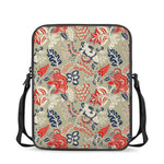 Beige Bohemian Floral Pattern Print Rectangular Crossbody Bag