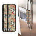 Beige Bohemian Floral Pattern Print Refrigerator Handle Covers