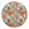Beige Bohemian Floral Pattern Print Round Blanket