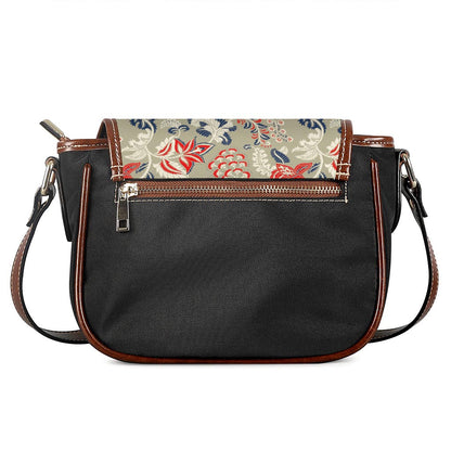 Beige Bohemian Floral Pattern Print Saddle Bag
