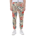 Beige Bohemian Floral Pattern Print Joggers