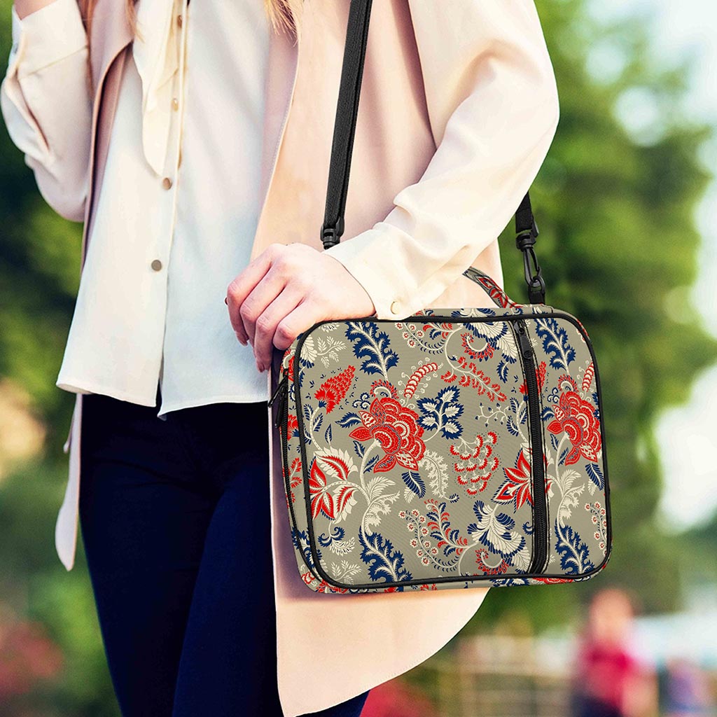 Beige Bohemian Floral Pattern Print Shoulder Strap Bible Bag