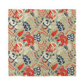 Beige Bohemian Floral Pattern Print Silk Bandana