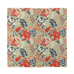 Beige Bohemian Floral Pattern Print Silk Bandana