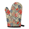 Beige Bohemian Floral Pattern Print Single Oven Mitt