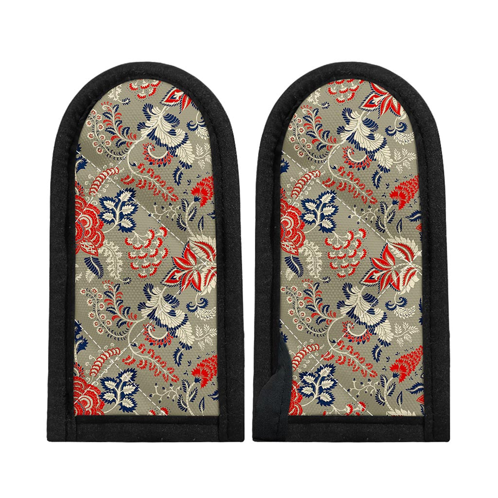 Beige Bohemian Floral Pattern Print Skillet Handle Cover