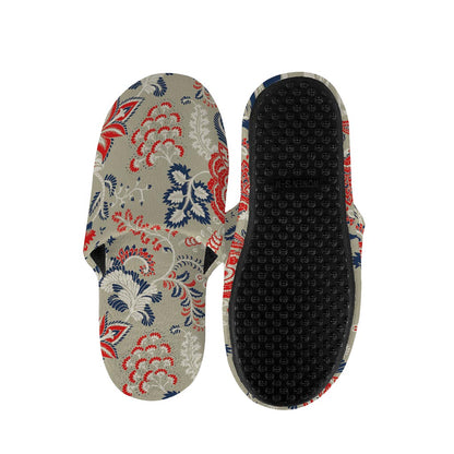 Beige Bohemian Floral Pattern Print Slippers