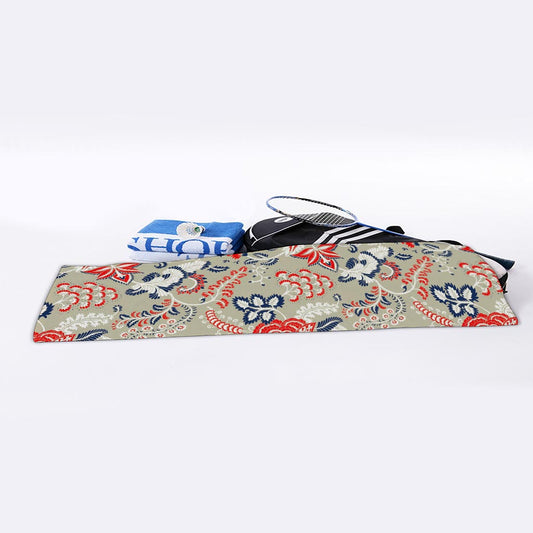 Beige Bohemian Floral Pattern Print Sports Towel