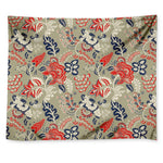 Beige Bohemian Floral Pattern Print Tapestry