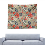 Beige Bohemian Floral Pattern Print Tapestry