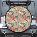 Beige Bohemian Floral Pattern Print Tire Cover
