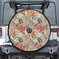 Beige Bohemian Floral Pattern Print Tire Cover With Camera Hole