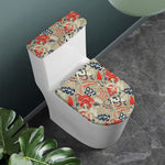 Beige Bohemian Floral Pattern Print Toilet Lid And Tank Cover Set