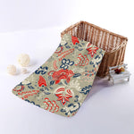 Beige Bohemian Floral Pattern Print Towel