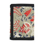 Beige Bohemian Floral Pattern Print Trifold Wallet