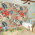 Beige Bohemian Floral Pattern Print Wall Sticker