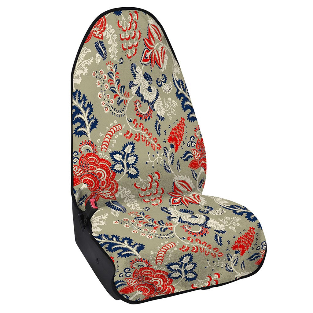 Beige Bohemian Floral Pattern Print Waterproof Car Seat Cover