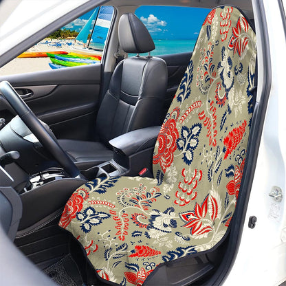 Beige Bohemian Floral Pattern Print Waterproof Car Seat Cover