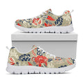 Beige Bohemian Floral Pattern Print White Running Shoes
