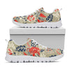 Beige Bohemian Floral Pattern Print White Running Shoes