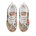 Beige Bohemian Floral Pattern Print White Running Shoes