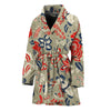 Beige Bohemian Floral Pattern Print Women's Bathrobe