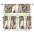 Beige Buddha Mandala Print 3 Piece Kitchen Curtains