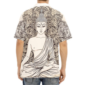 Beige Buddha Mandala Print Aloha Shirt