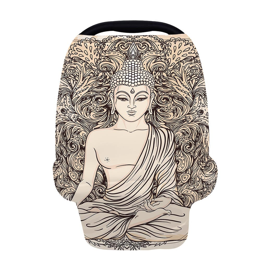 Beige Buddha Mandala Print Baby Seat Cover
