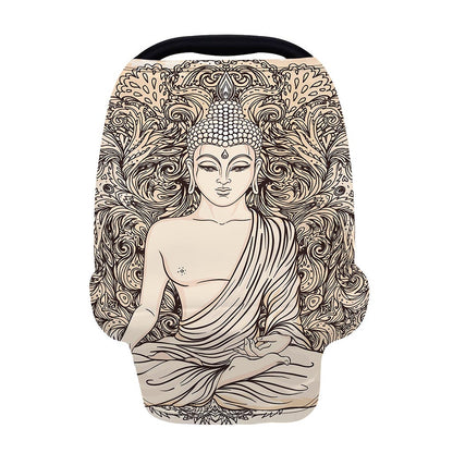 Beige Buddha Mandala Print Baby Seat Cover