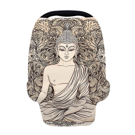 Beige Buddha Mandala Print Baby Seat Cover