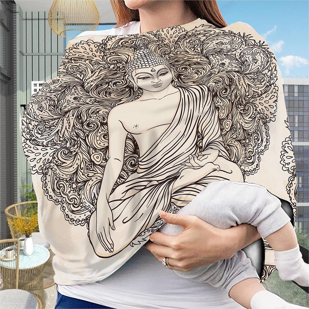 Beige Buddha Mandala Print Baby Seat Cover