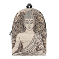 Beige Buddha Mandala Print School Backpack