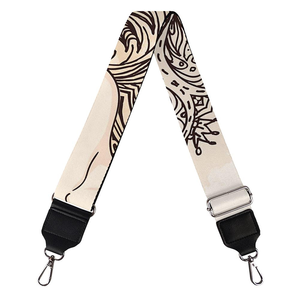 Beige Buddha Mandala Print Bag Strap
