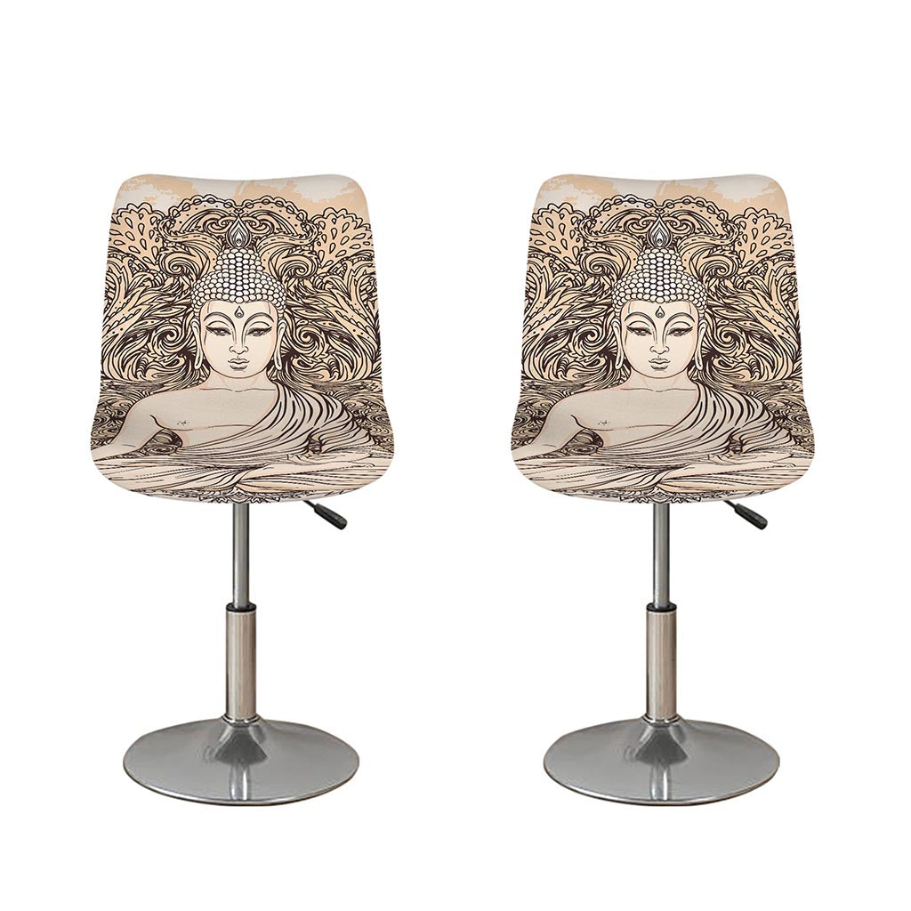 Beige Buddha Mandala Print Bar Stool Covers