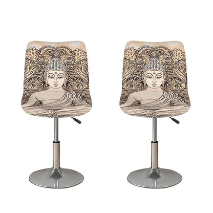 Beige Buddha Mandala Print Bar Stool Covers