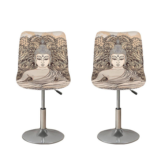 Beige Buddha Mandala Print Bar Stool Covers