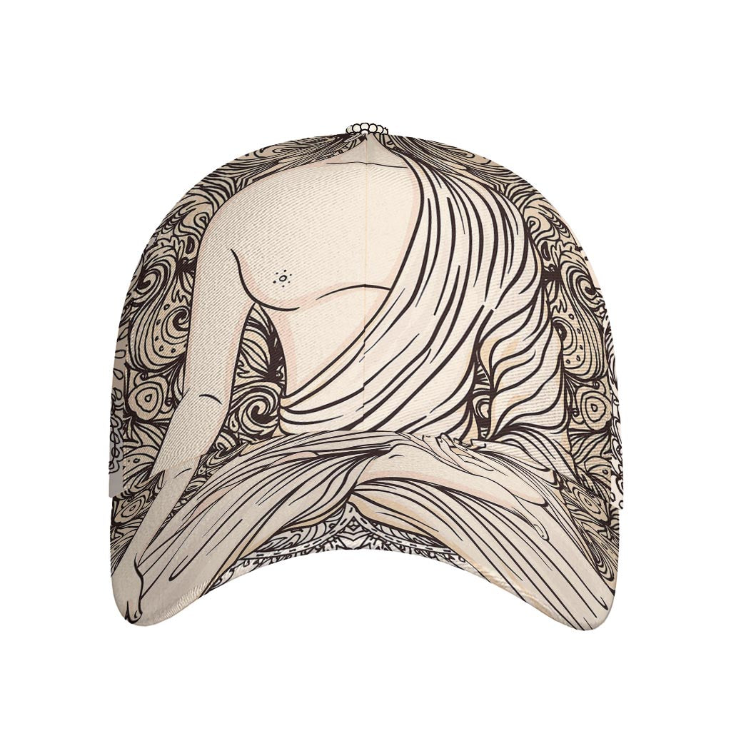 Beige Buddha Mandala Print Baseball Cap