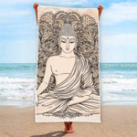 Beige Buddha Mandala Print Beach Towel