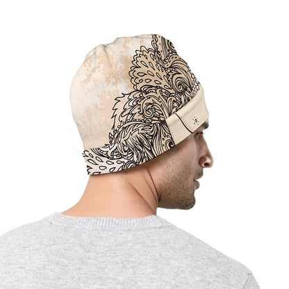 Beige Buddha Mandala Print Beanie