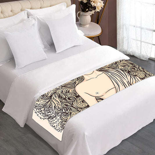 Beige Buddha Mandala Print Bed Runner