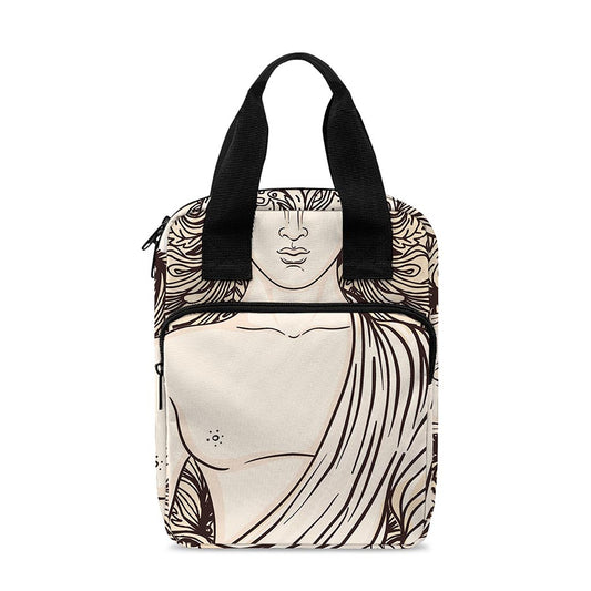 Beige Buddha Mandala Print Bible Tote Bag