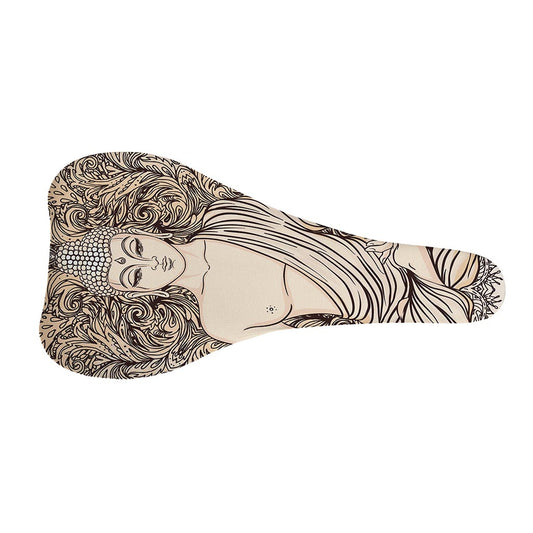 Beige Buddha Mandala Print Bicycle Seat Cover