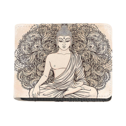 Beige Buddha Mandala Print Bifold Wallet