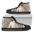 Beige Buddha Mandala Print Black High Top Sneakers