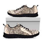 Beige Buddha Mandala Print Black Running Shoes