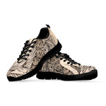 Beige Buddha Mandala Print Black Running Shoes