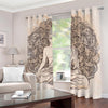 Beige Buddha Mandala Print Blackout Grommet Curtains