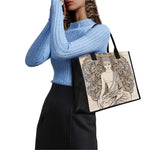 Beige Buddha Mandala Print Canvas Tote Bag