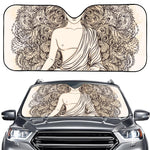 Beige Buddha Mandala Print Car Windshield Sun Shade